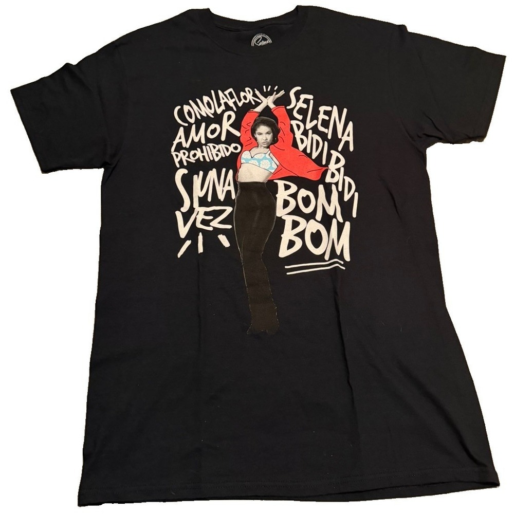 Selena Official Graphic T Shirt Adult M Black Como La Flor Bidi Bidi Bom Bom